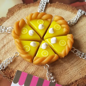BFF, 2 do 6 naszyjników z bezą cytrynową do udostępnienia, najlepsi przyjaciele, glina polimerowa, Fimo, zabawny, prezent przyjaźni, Kawaii