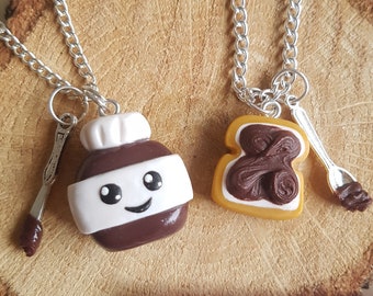 2 Friendship Necklaces Spreads & Chocolate Spreads to Share, BFF, Best Friends, Fimo, Fun, Friendship Gift, Kawaii
