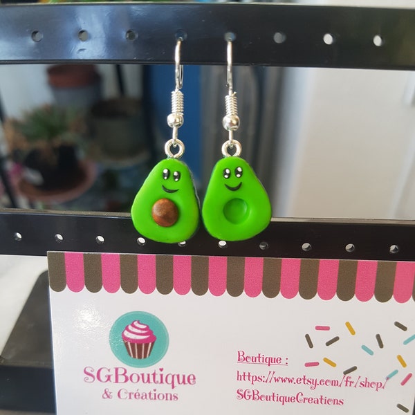 Kawaii Avocado Ohrringe, süß, Fimo, cool, lustig, bezaubernd, lustig