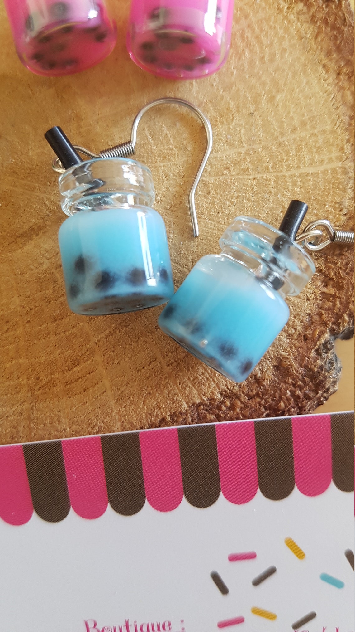 Bubble Tea Earrings Glass UV Resin Stainless Steel Fimo | Etsy