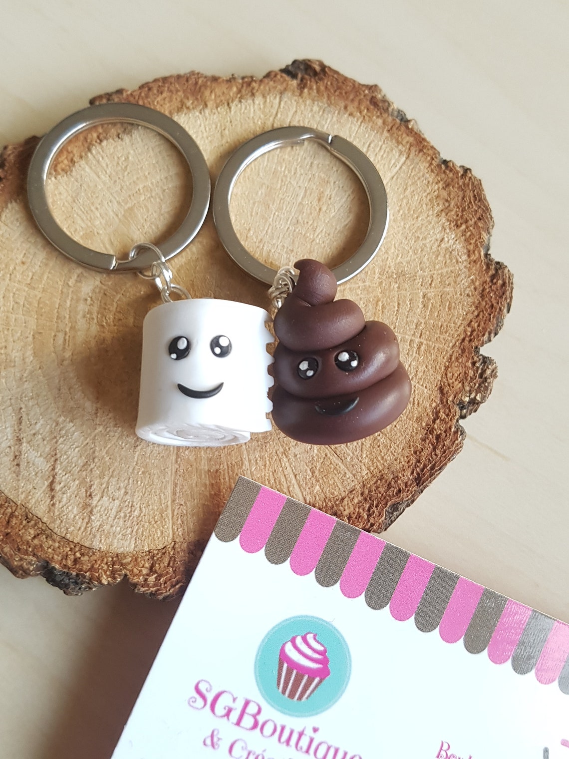 Set of two Keychains Poop & Toilet Paper to Share BFF Best Etsy