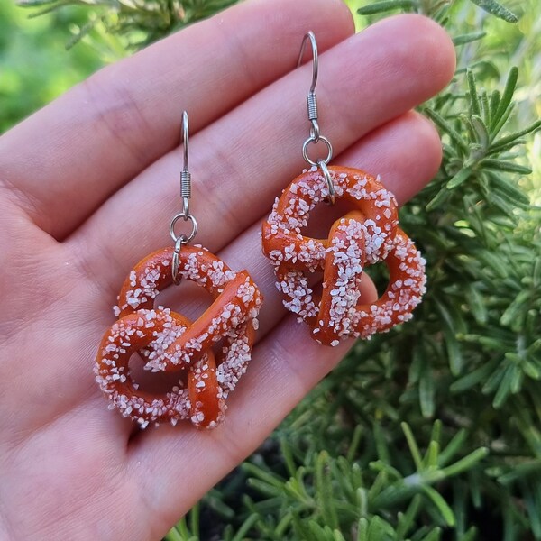 Pretzel earrings, Friends Evening, Football, Aperitif Biscuit, Aperitif, Alsace Gift, Handmade