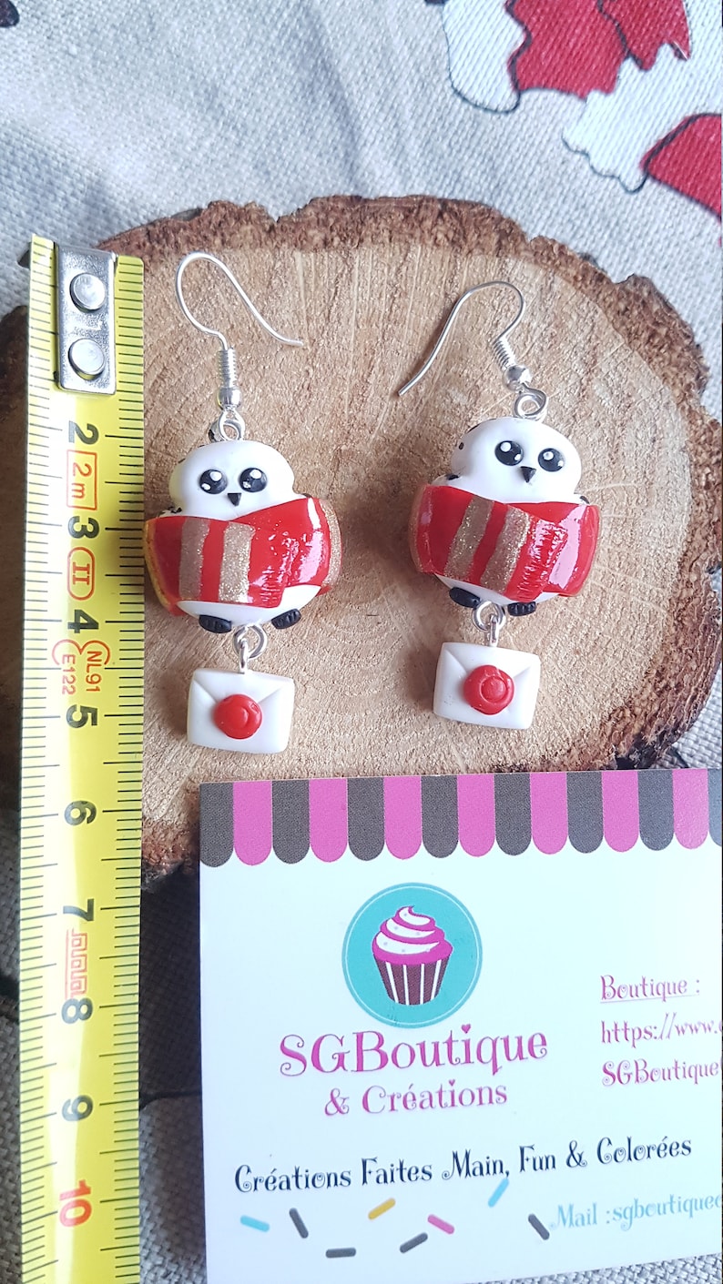 Jewel Gryffindor Gift for her Owl Kawaii Mail Letter Harry Potter Edwige earrings