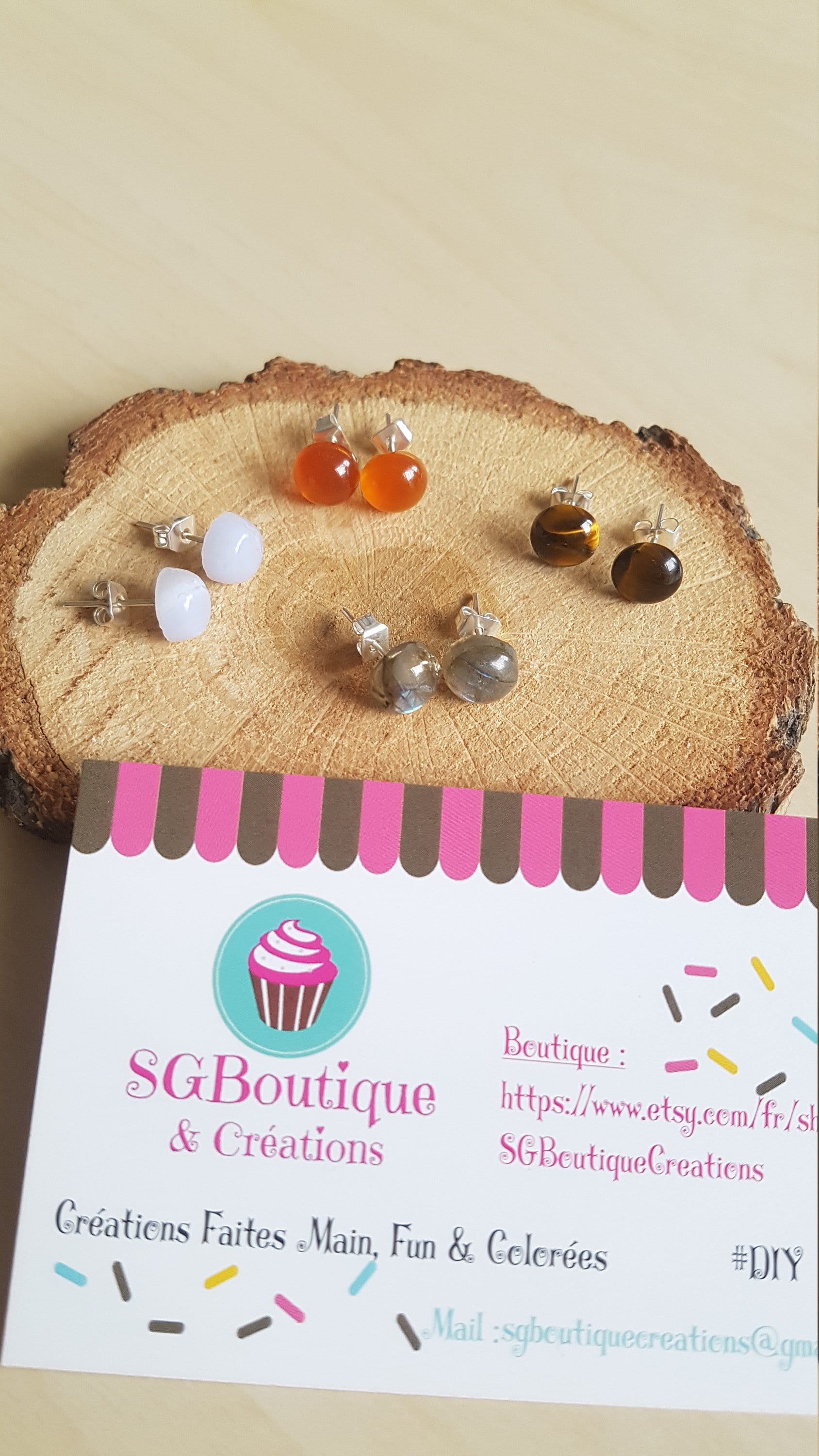 Ear studs Natural Stones, Gems, Carnelian, Labradorite, Blue Agate, Tiger's Eye, Chakras, Buckle, Nature, Zen, Anti Stress