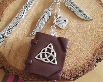 Marcador de grimorio, libro mágico, arcilla polimérica, fimo