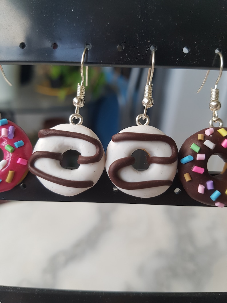 Donuts Earrings, Polymer Clay, Fimo, Funny, Cute, Funny, Fun, Candy Cake, Donuts, Kawaii image 1