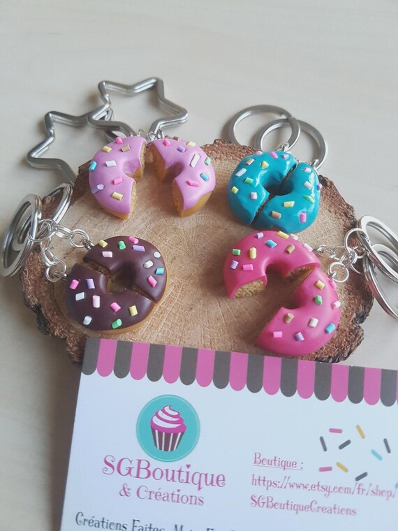 BFF Donut Keychain Set of 2, Best Friends Forever Gift, Cute Fimo