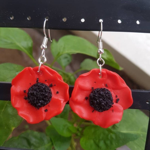 Boucles d'oreilles Coquelicots Argile Polymere & Métal Anti Allergie, Fimo, Fait main, Printemps, Eté, Cadeau Femme Unique