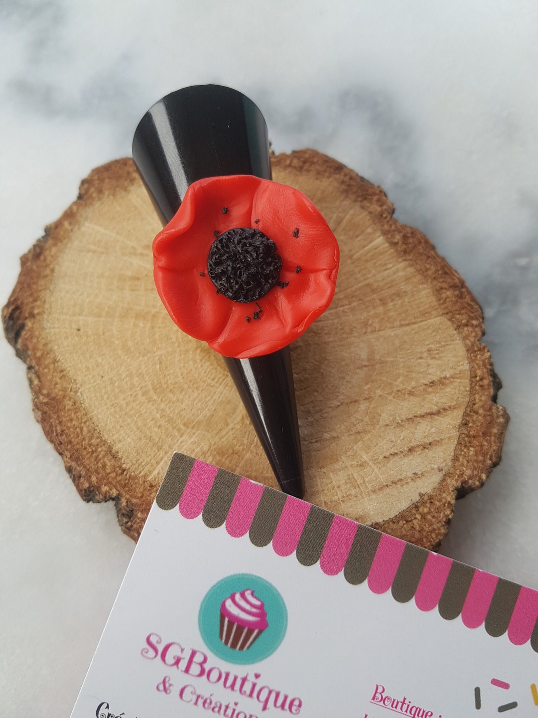 Adjustable Poppy Ring Polymer Clay & Metal Anti Allergy Etsy