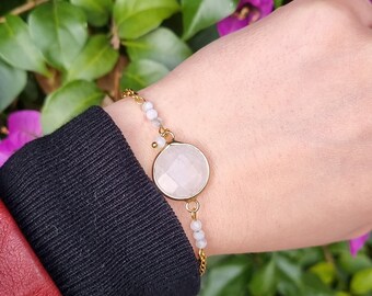 Jade Bracelet "Let Go", Adjustable, Natural Stone, Virtues Gem, Precious Mother's Day Gift, Mom