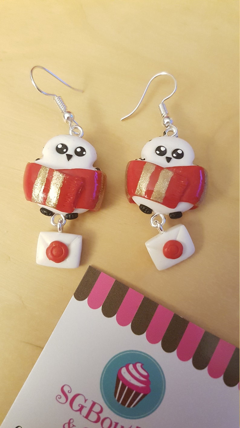 Jewel Gryffindor Gift for her Owl Kawaii Mail Letter Harry Potter Edwige earrings