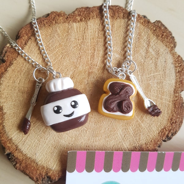 2 Freundschaftsketten Spread & Chocolate Toast zum Teilen, BFF, Beste Freunde, Fimo, Lustig, Freundschaftsgeschenk, Kawaii