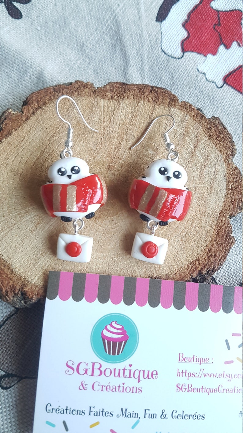 Jewel Gryffindor Gift for her Owl Kawaii Mail Letter Harry Potter Edwige earrings