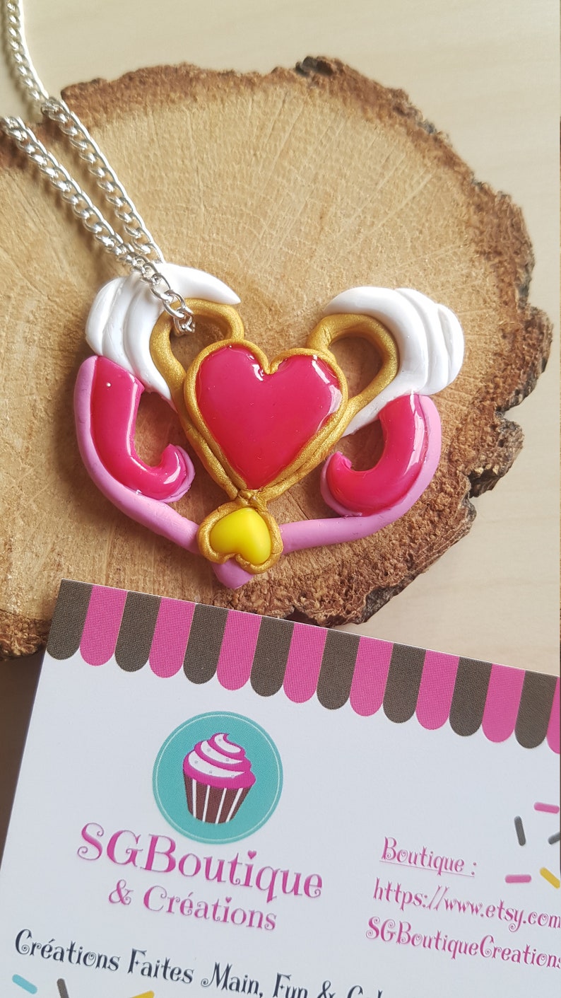 Collier d'Iris, Coeur, Magie, Fimo, Argile Polymère, Cadeau Magique, Cadeau pour elle, Dessin Animé Princesse, Lolirock image 2