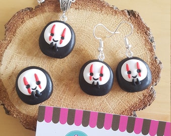 Boucles d'oreilles Créature, Collier ou Broche Au Choix, Inspiration Manga, Fimo, Kawaii, Japon, Fait Main, Mignon