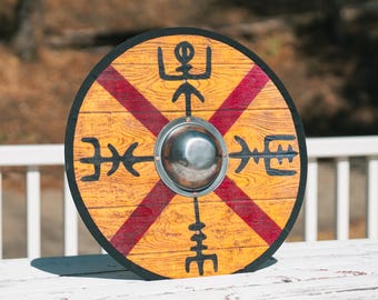 Round Medieval Norse Shield with Steel Boss