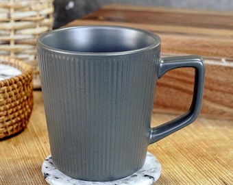 Minimalist Matte Mug | Modern Ceramic Cup | Ribbed Coffee Drinkware