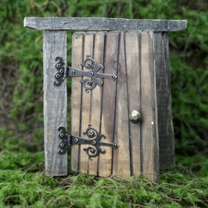 Bisagra de correa medieval para puerta de hadas en miniatura con acabado bronce - Juego de 2