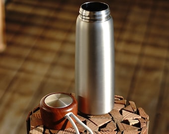 Sliver Insulated Tumbler With Wooden Lid
