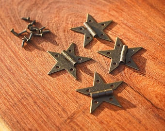 Small Steel Star Hinge with Bronze Finish - Set of 2