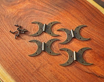 Small Steel Crescent Moon Hinge with Bronze Finish - Set of 2