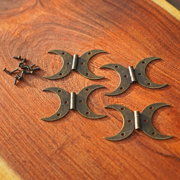 Small Steel Crescent Moon Hinge with Bronze Finish - Set of 2