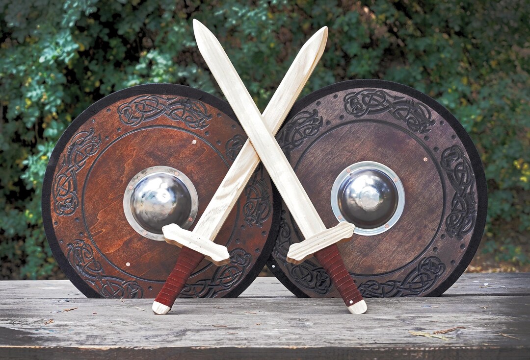 Two Shields Viking Playpack | Two Shields With Steel Boss & Two Sturdy Swords With ...