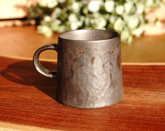 5oz Stone Gray & Bronze Espresso Mug - Japanese Wabi-Sabi Modern Design
