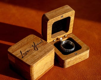 Personalized Wooden Ring Box | Engraved Proposal Keepsake | Rustic Wedding Ring Holder
