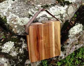 Foldable Cutting / Serving / Picnic Board with Magnetic Internal Utensil Storage and Leather Handles