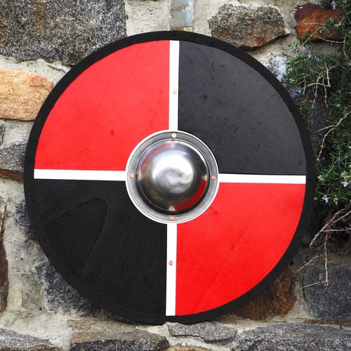 Hand Made Painted Toy Viking Shield with Steel Boss