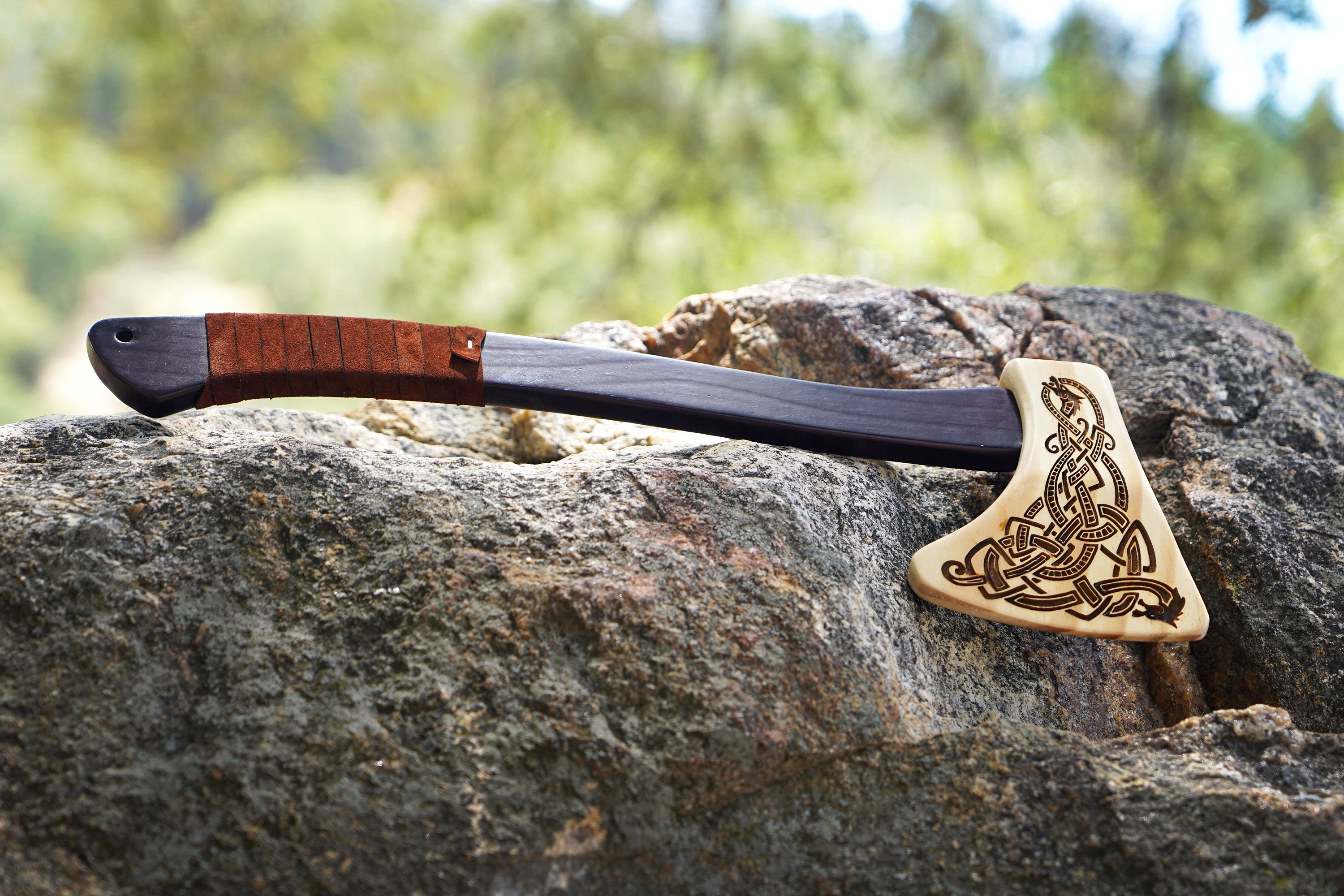 Viking Axe, Camping Axe, Hunting Axe, Carving Axe, Bearded, One-of-a-Kind,  Sharp Blade, Solid Wood, ARSAXE12 - ColdLand Knives