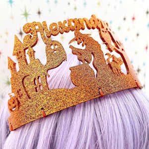 Custom Halloween Tiara, YOUR NAME, free shipping, custom color choices