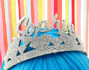 YOUR NAME Tiara with Diamonds, custom name, custom color