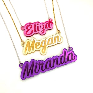 IHR NAME Halskette, große Größe, Spiegel Acryl, anpassen, personalisiertes Geschenk