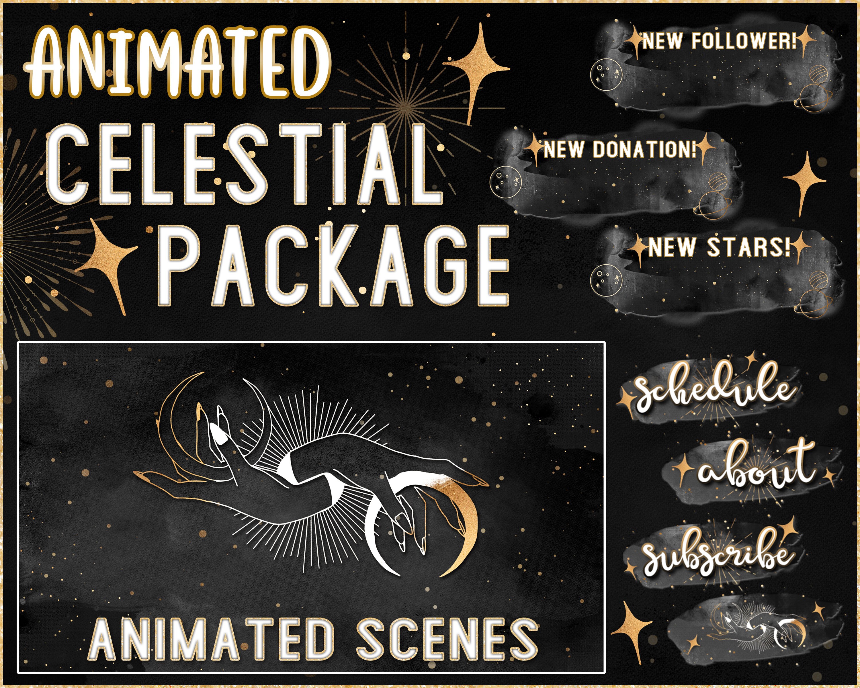 ANIMATED Celestial Twitch PACKAGE Streamer Scenes Overlays - Etsy UK ANIMATED Celestial Twitch PACKAGE Streamer Scenes Overlays - Etsy UK