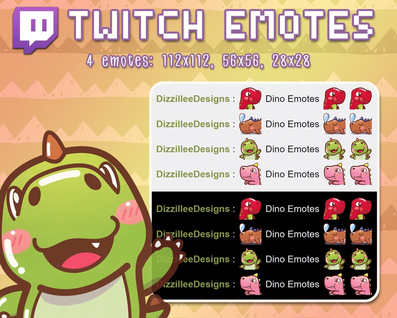 Dinosaur Twitch Emotes Channel Points Streamer Emote | Etsy