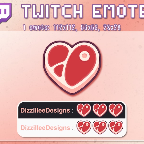 Meaty Love Twitch Emote | Channel Points | Streamer Emote | Meat Heart Steak