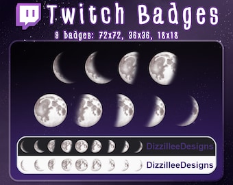 Moon Twitch Badges | Twitch Sub Badges | Twitch Subscriber Badges | Twitch Bit Badges | Streamer Planet
