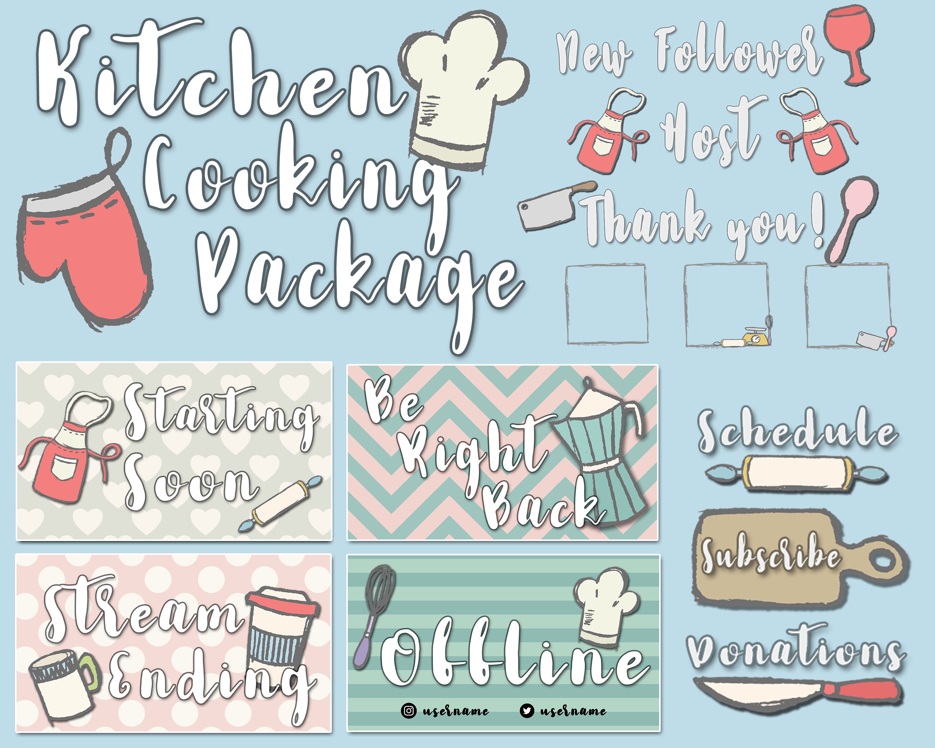 Kitchen Cooking Streamer PACKAGE Streamer Scenes Panels & Etsy