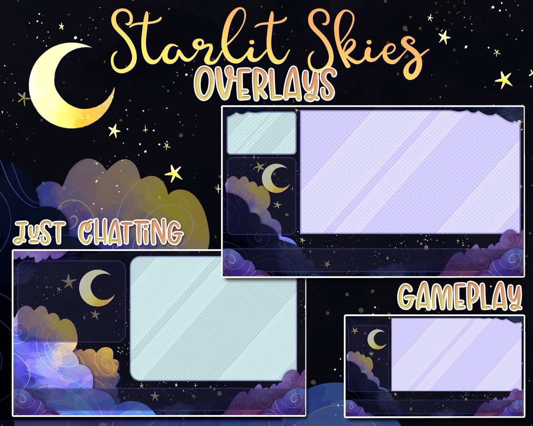 Starlit Skies Overlays Twitch Streamer Scene Stream Screens Stream Moon