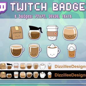 Coffee Twitch Badges | Cafe Sub Badges | Drink Subscriber Badges | Coffee Bit Badges | Streamer