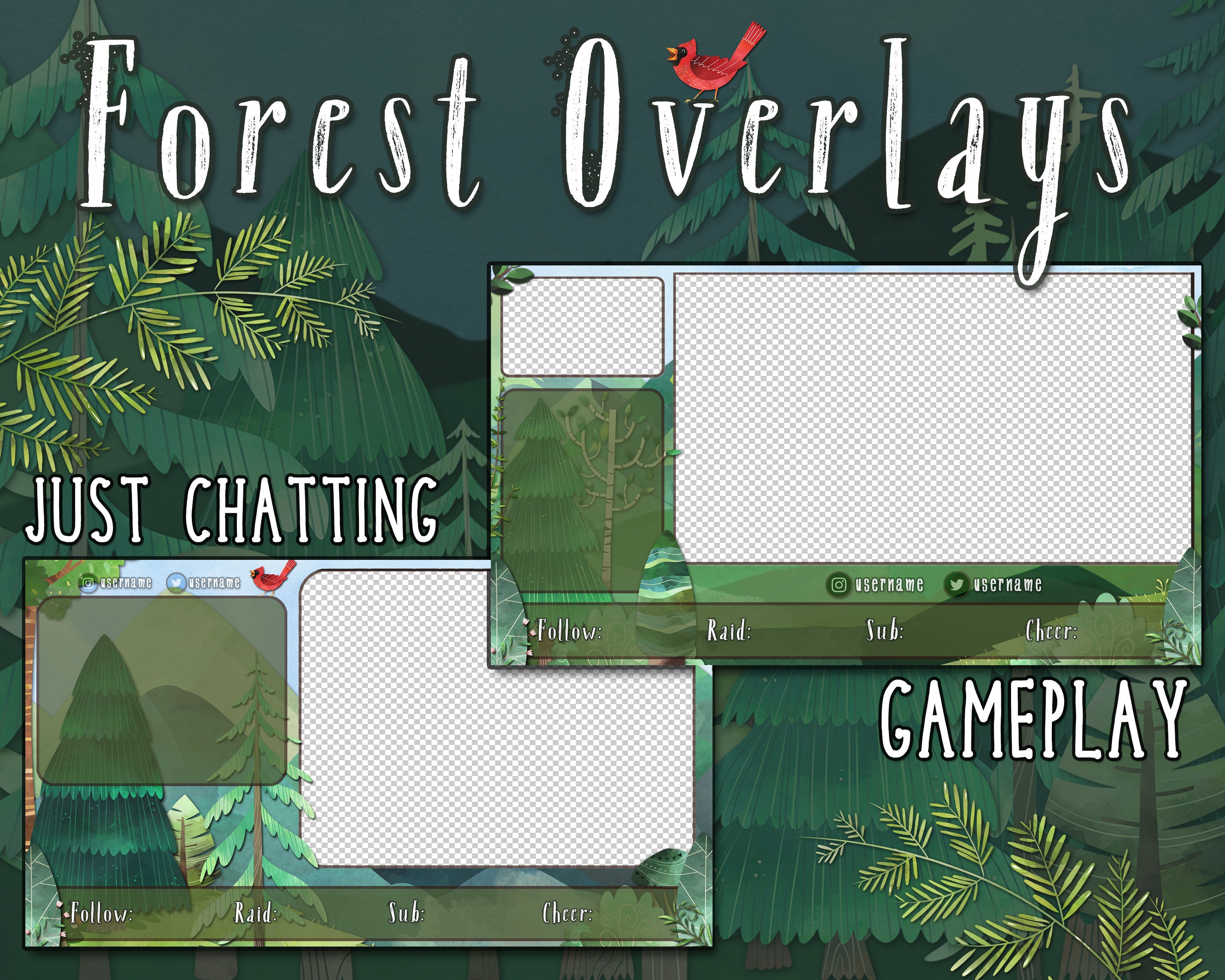 Dark Enchanted Forest Stream Overlays Twitch X 4 (Instant Download) 