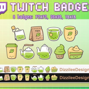 Matcha Tea Twitch Badges | Tea Sub Badges | Coffee Subscriber Badges | Matcha Bit Badges | Streamer