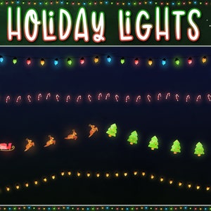 Flashing Holiday Lights | Twitch Streamer Overlays | Animated Christmas Twinkle Lights Snowflake Snow Candy Cane Tree String WNTR STRNG