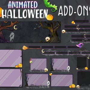 ANIMATED Halloween Add-ons | Twitch Streamer Overlays & Scenes | Witch Gothic Halloween Pumpkin Ghost Spooky Dark HWEEN PMK