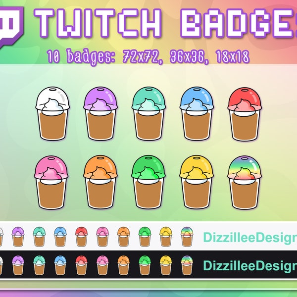 Frappe Twitch Badges | Coffee Twitch Bit Badge | Sweet Cafe Latte Twitch Cheer Badge | Twitch Subscriber Badge | Twitch Sub Badge | Streamer