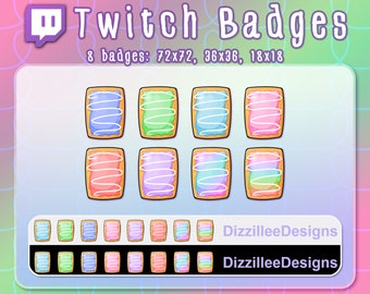 Poptart Twitch Badges | Twitch Sub Badges | Twitch Subscriber Badges | Twitch Bit Badges | Streamer Pastry