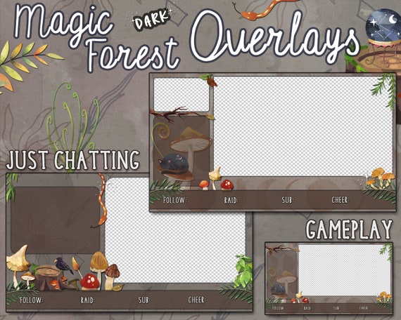 Dark Enchanted Forest Stream Overlays Twitch X 4 (Instant Download) 