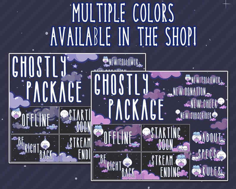 Purple Ghostly Twitch PACKAGE Streamer Scenes Panels - Etsy